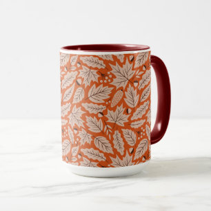 Orange Fall Leaves & Acorns Pattern Mug