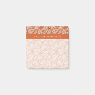 Orange Fall Leaves & Acorns Pattern Post-it Notes