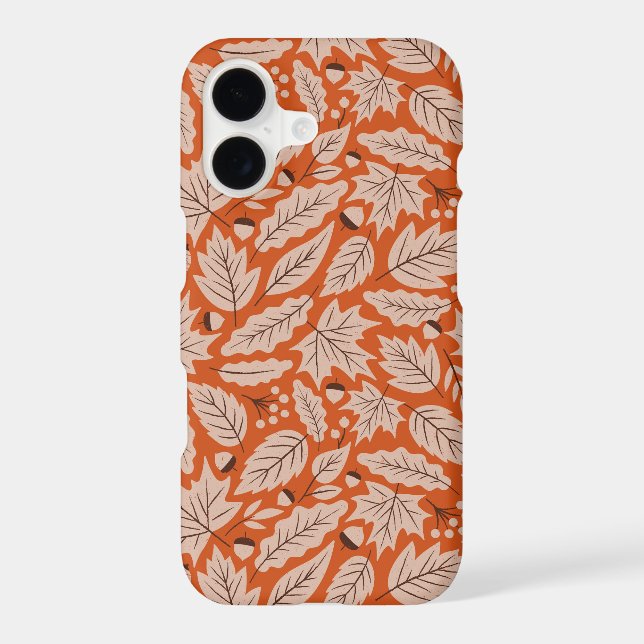 Orange Fall Leaves & Acorns Pattern Samsung Galaxy S21 Case (Back)