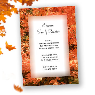 Orange Fall Leaves Family Reunion Invitation