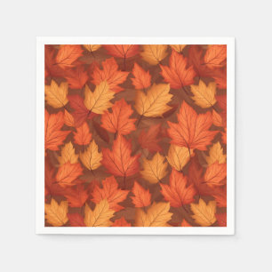 Orange fall leaves napkin