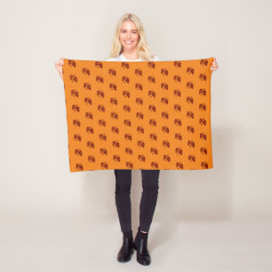 Orange Fall Leaves Rustic Autumn Fleece Blanket