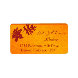 Orange Fall Maple Leaves Wedding Address Labels