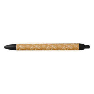 orange fall patterned black ink pen