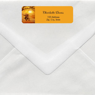 Orange fall photo wedding return address
