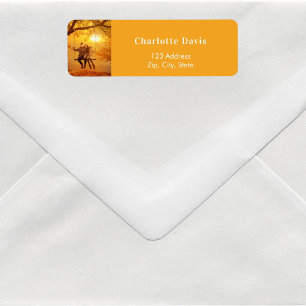Orange fall photo wedding return address