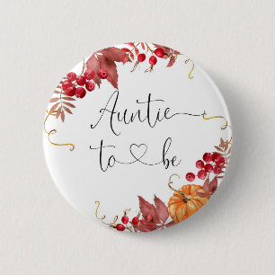 Orange fall pumpkin Auntie to be Button