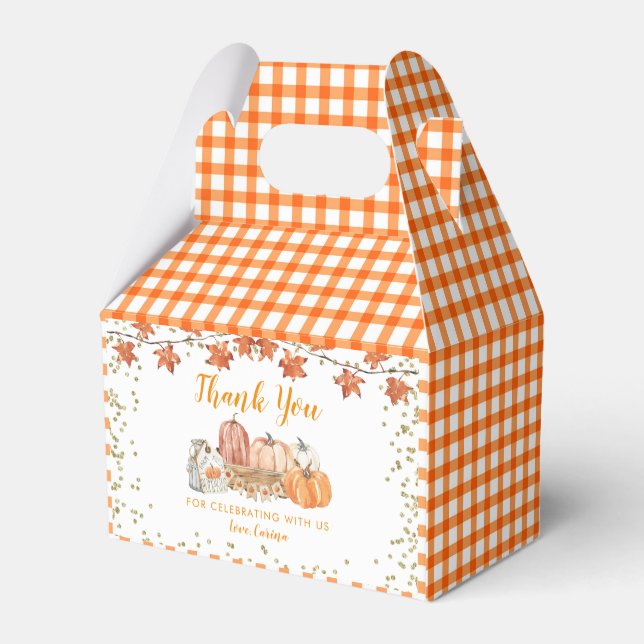 Orange Fall Pumpkin Patch Birthday Party Favour Bo Box (Back Side)