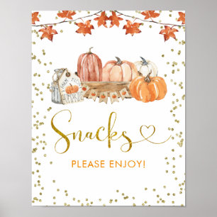 Orange Fall Pumpkin Patch Birthday Snacks Sign