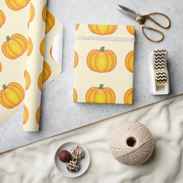 Orange Fall Pumpkin Pattern Wrapping Paper (Crafts)