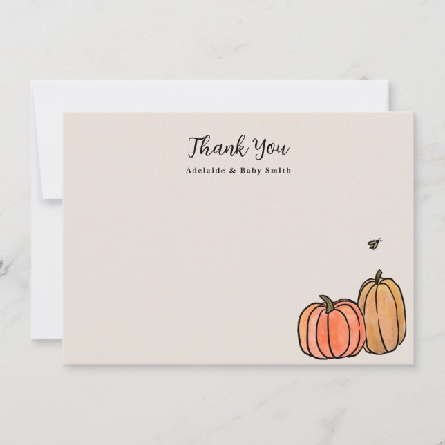 Orange Fall Pumpkin Thank You Note Card (Front)