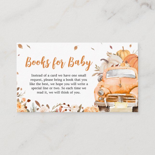 Orange Fall Pumpkin Truck Books for Baby Enclosure Card (Front)