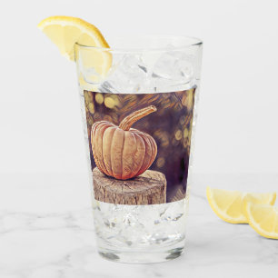 Orange Fall Pumpkin Vintage Thanksgiving Painting Glass