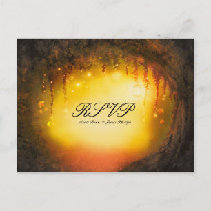 Orange Fall Rustic Enchanted Forest Wedding RSVP Invitation Postcard