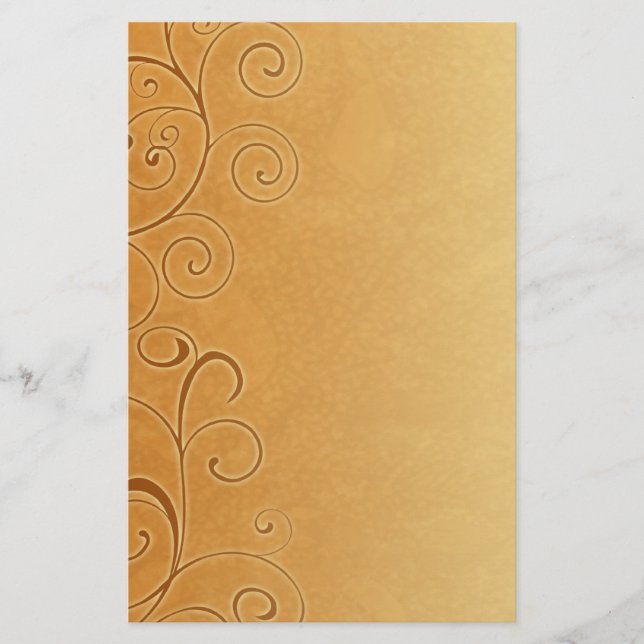 Orange Fall Swirls Stationery (Front)