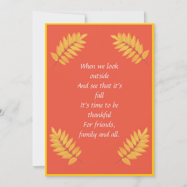 Orange Fall Thanksgiving Holiday Card (Front)