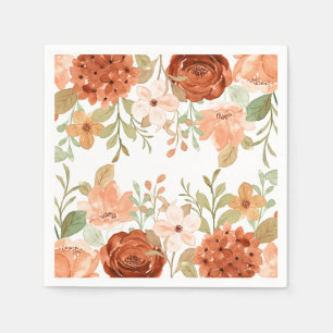 Orange fall watercolor floral napkin