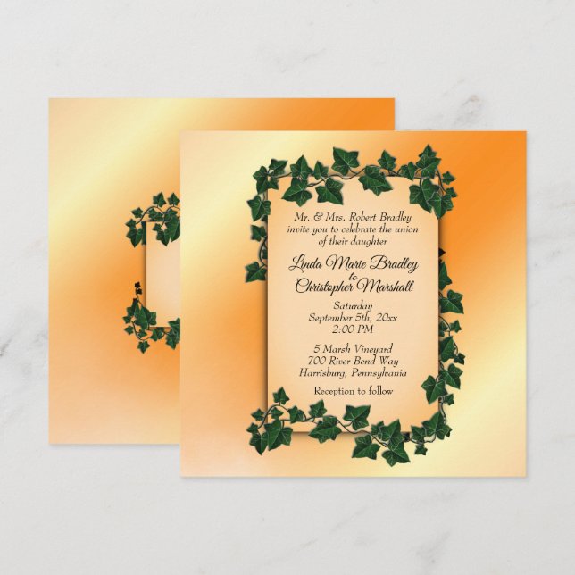 Orange Fall Wedding Invitation (Front/Back)