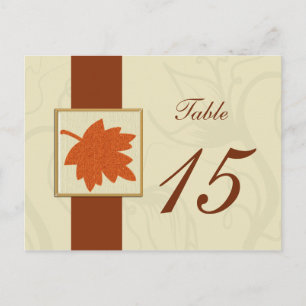orange fall wedding table numbers postcards