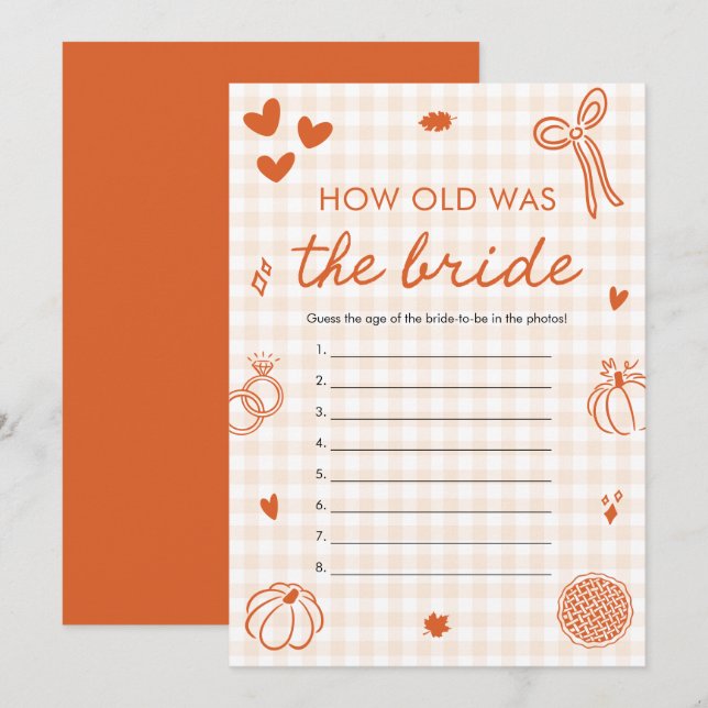 Orange Fall Would How Old Was The Bride Game Invitation (Front/Back)