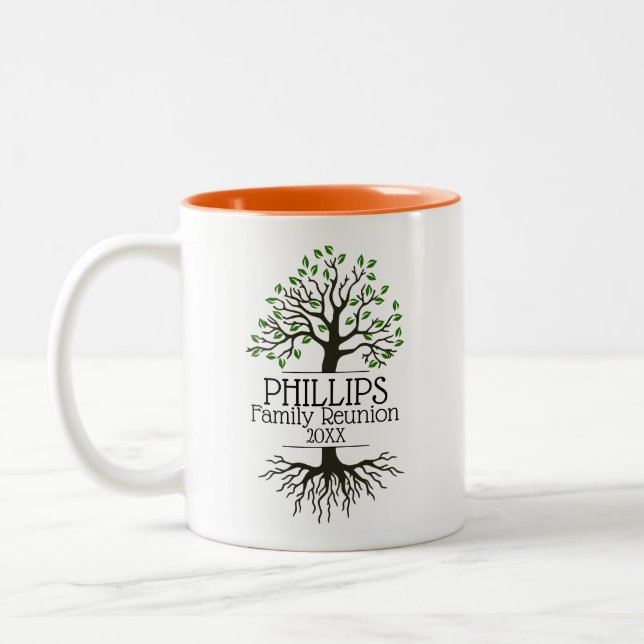 Orange Family Reunion Two-Tone Coffe Two-Tone Coffee Mug (Left)