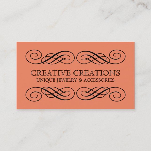 Orange Fancy Flourish Business Card (Front)