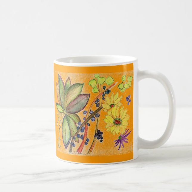Orange Fancy Flower Mug (Right)