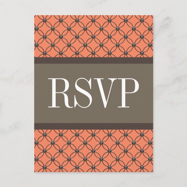 Orange Fancy Lattice RSVP Postcard (Front)