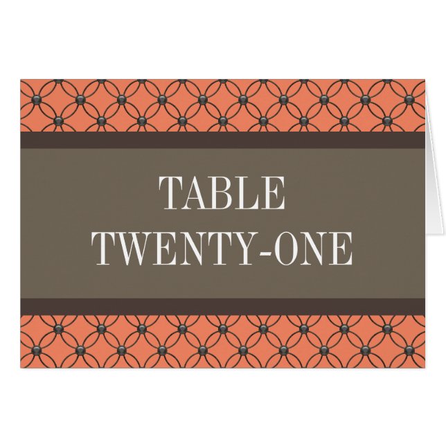 Orange Fancy Lattice Table Number Card (Front Horizontal)