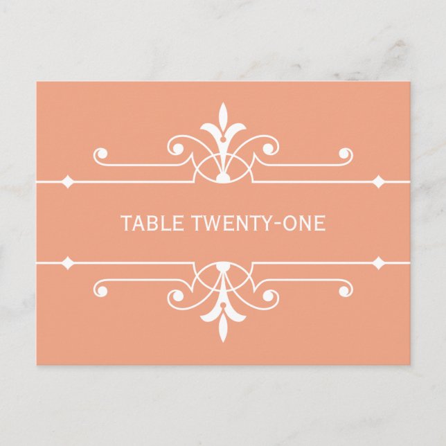 Orange Fancy Ornamental Table Number Postcard (Front)