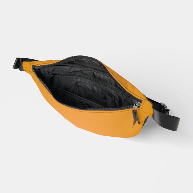 Orange fanny pack with black zipper  (Open)