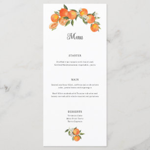 Orange Farmhouse Wedding Event Menu Flat Card