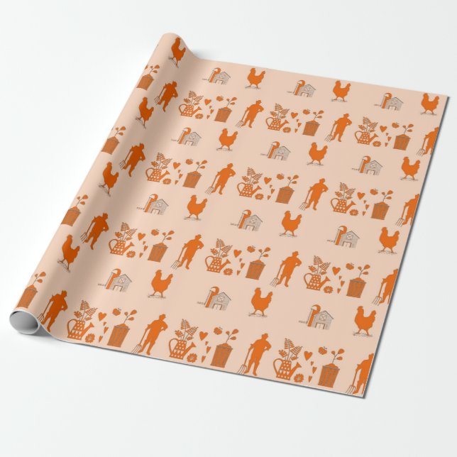 Orange farming decorative pattern  wrapping paper (Unrolled)