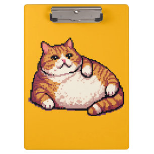 Orange fat cat meme pixel art clipboard