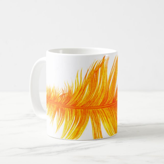 Orange Feather Coffee Mug (Front Left)