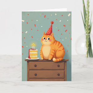 Orange Feline Birthday Card