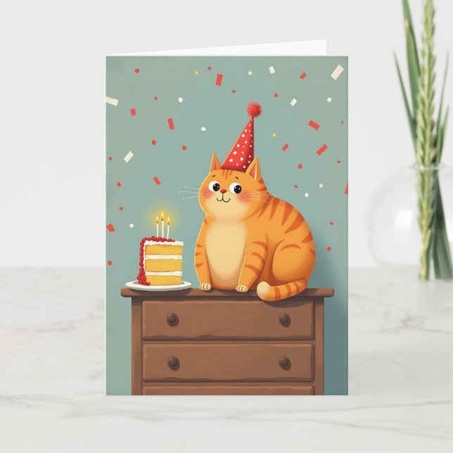 Orange Feline Birthday Card (Front)