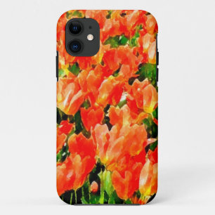 Orange field of tulips iPhone 11 case