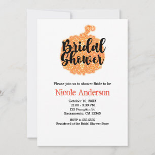 Orange Filigree Pumpkin Elegant Fall Bridal Shower Invitation