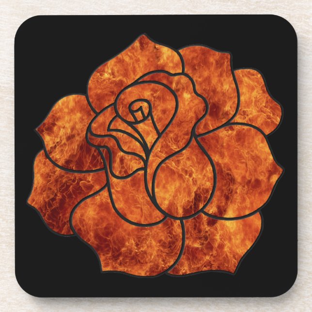 Orange Fire Rose Coasters (Front)