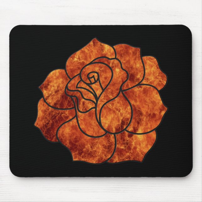 Orange Fire Rose Mouse Pad (Front)