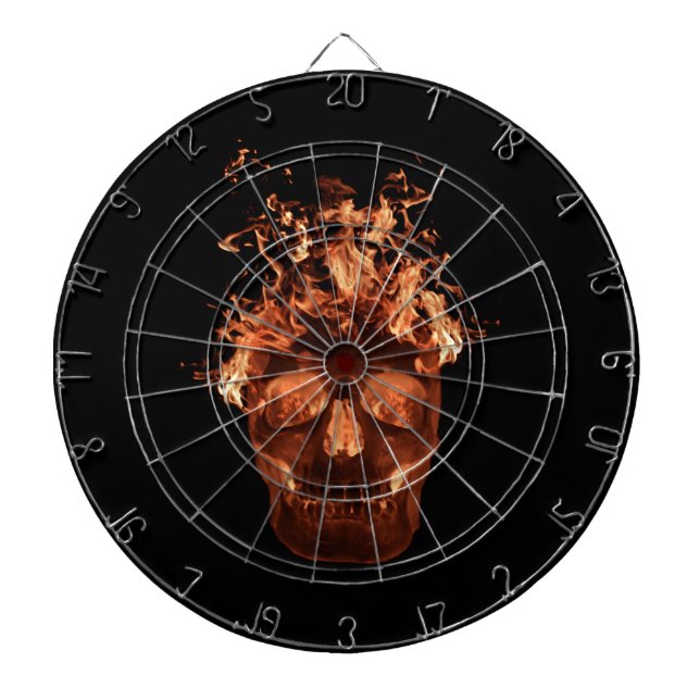 Orange Fire Skull Dart Board (Front)