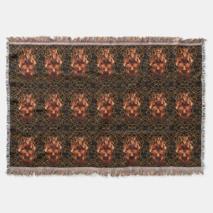 Orange Fire Skull Throw Blanket