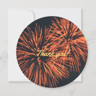 Orange Fireworks Thank you! You Card