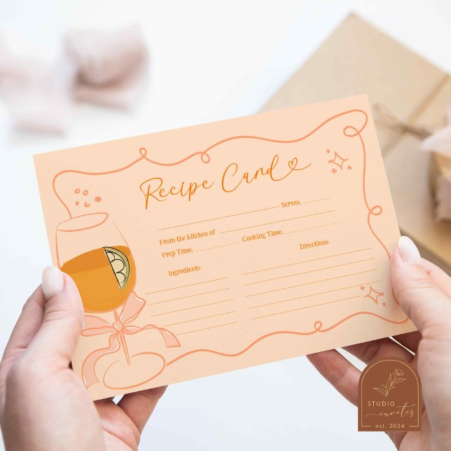 Orange First Spritz Bridal Shower Recipe Card (Creator Uploaded)
