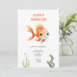 orange fish birthday invitation