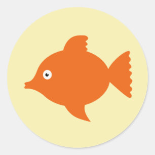 Orange fish classic round sticker