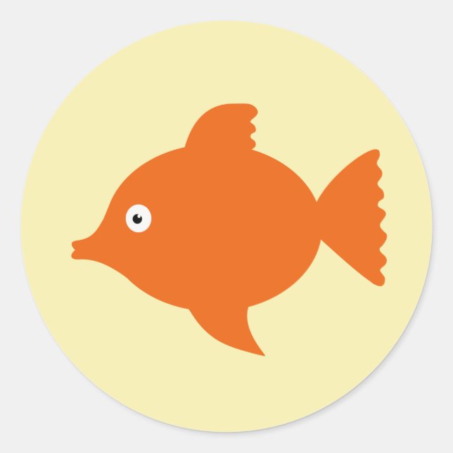 Orange fish classic round sticker (Front)