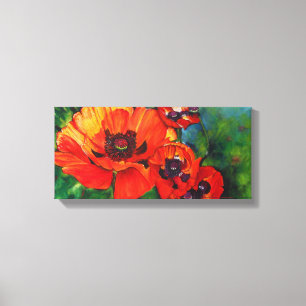 Orange Flamboyant Painted Oriental Poppies Canvas Print