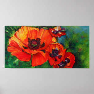 Orange Flamboyant Painted Poppies Art Print